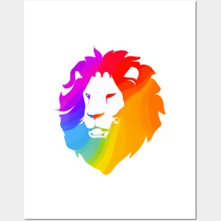 Cute Color Gradient Lion Shape Head Drawing Posters and Art